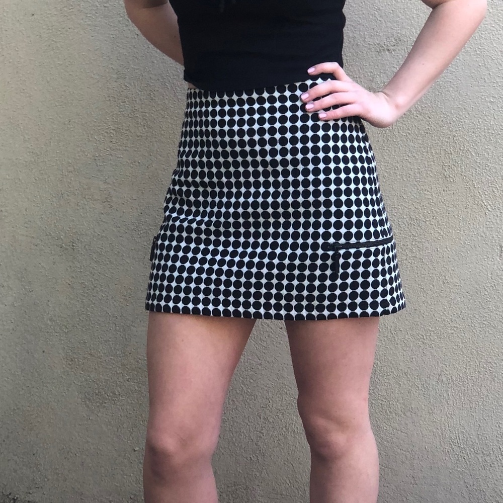 Topshop black and white dotted mini skirt 8